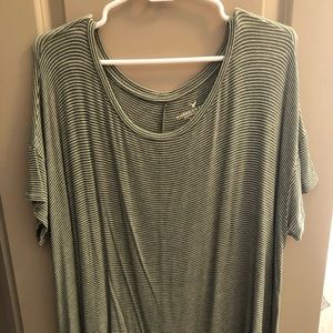 American Eagle Green/White Striped T-shirt